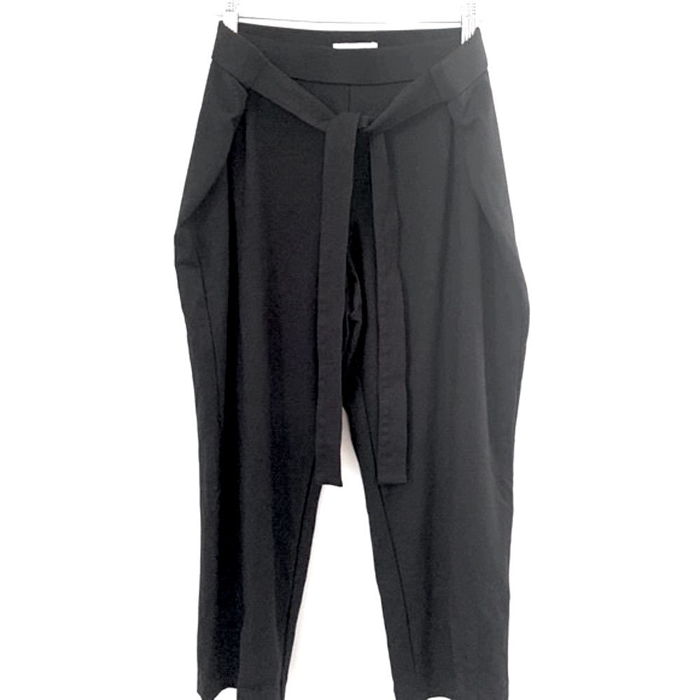 Nine West Tie Belt Relaxed Black Crop Pants